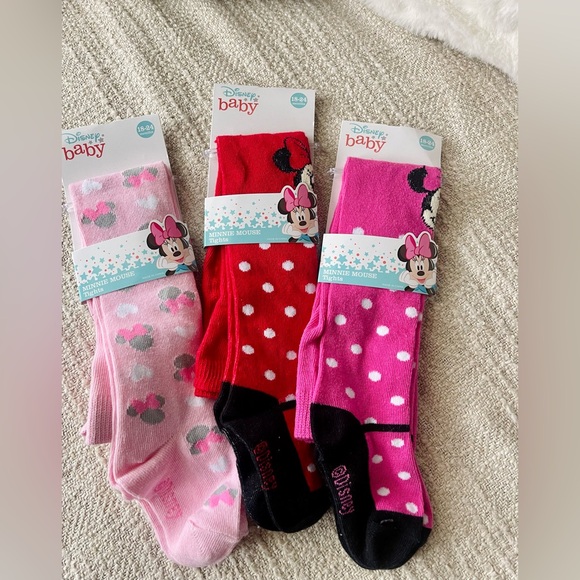 New Disney Baby Minnie Mouse Tights Set - Pink, Red, Magenta - Picture 2 of 2